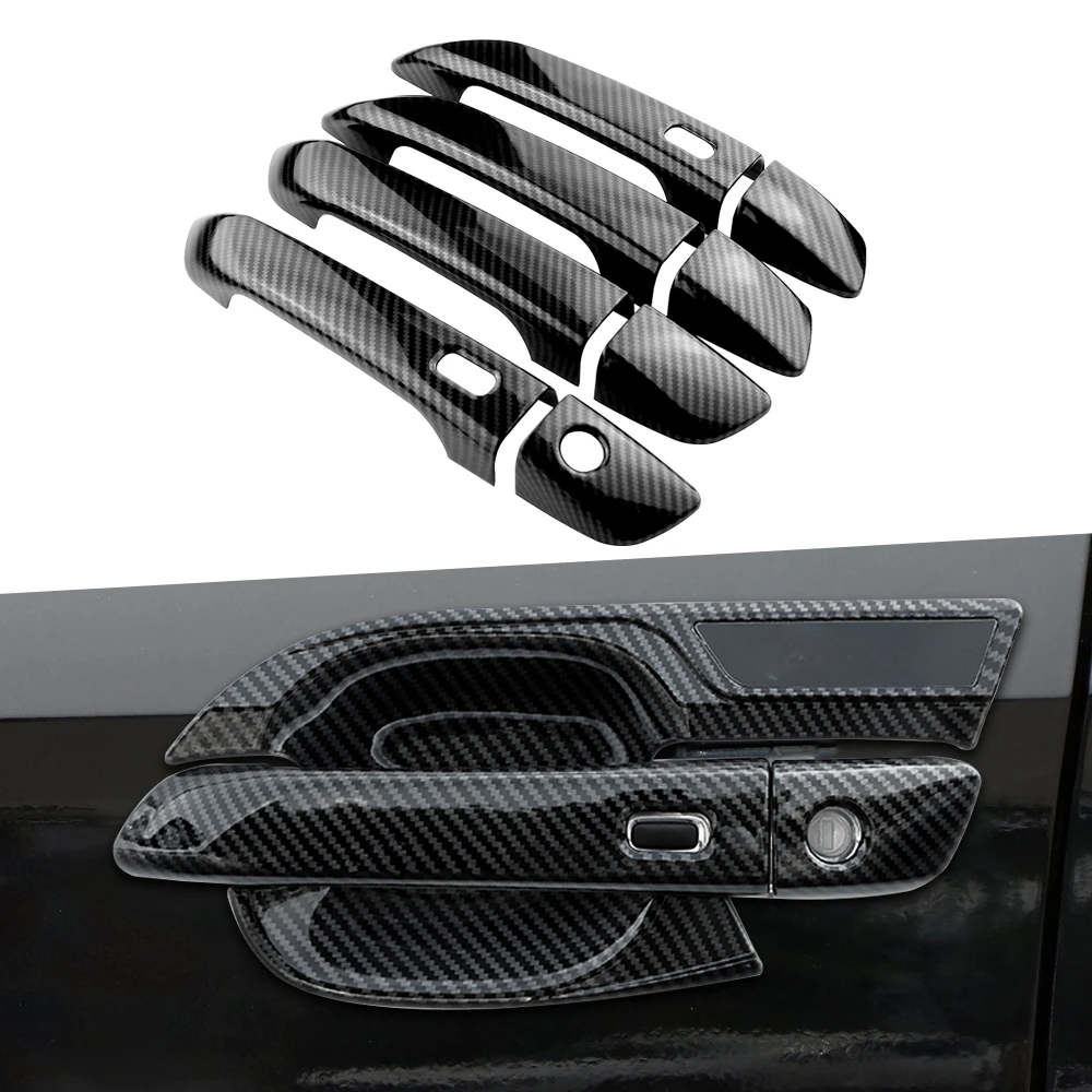 

LHD Car Door Handle Cover Sticker Trim for Isuzu DMAX D-max 2021 2022 2023 Carbon Fiber Black Decoration Exterior Accessories
