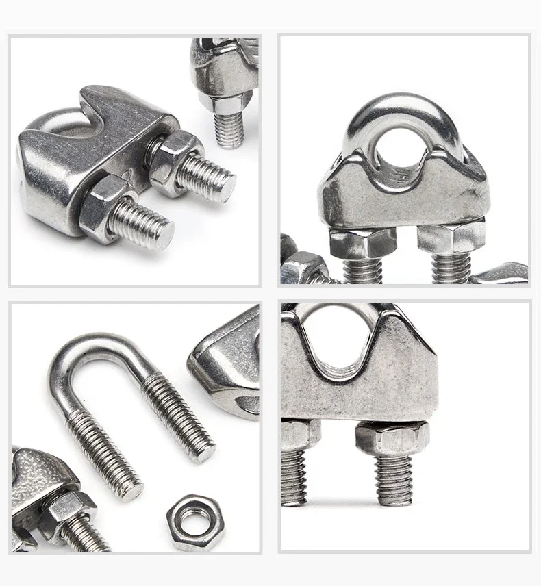 Picture 6: 1-5pcs M2-M32 304 Stainless Steel U Type Wire Rope Clamp Cable Bolts Fastening Rigging Hardware Clamps