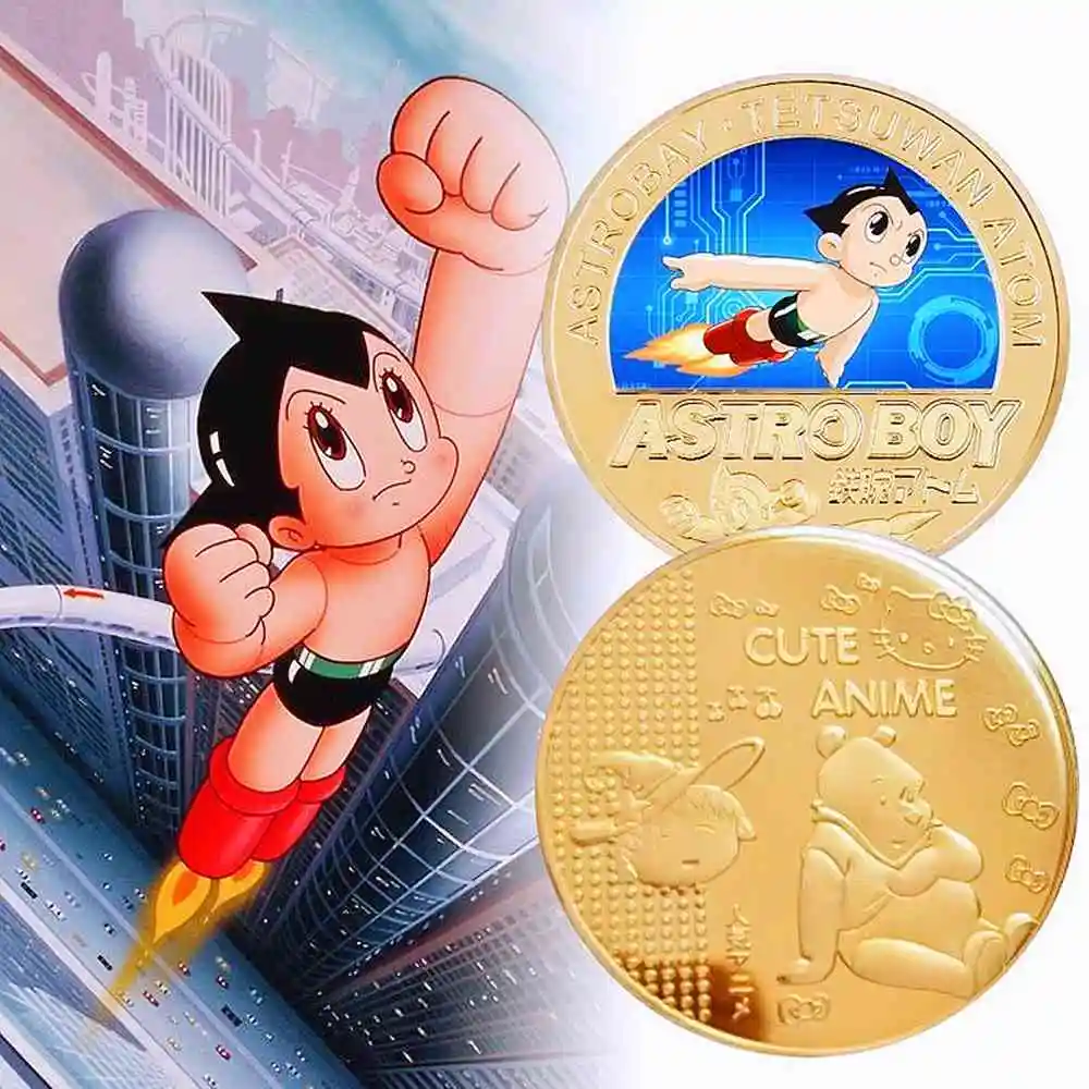 Astro Boy Coin Metal A-Astro Boy Coin Tcg Anime Commemorative Coins Collectibles Cartoon Medal Kids Toys Gifts Souvenir Badge