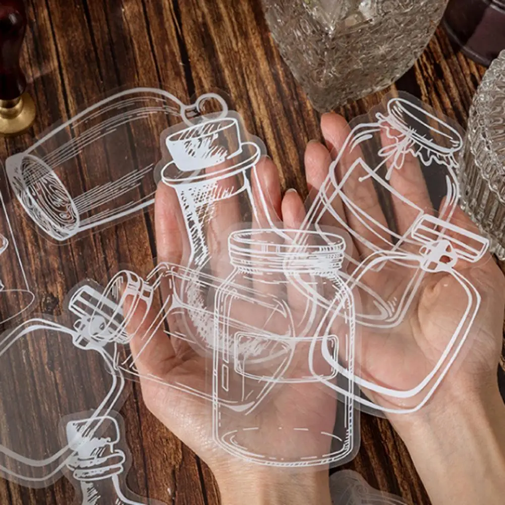 20Pcs/Bag  Drift Bottle Bookmark Delicate DIY Projects Drift Bottle Bookmark Self-adhesive Card Making Glassware Sticker