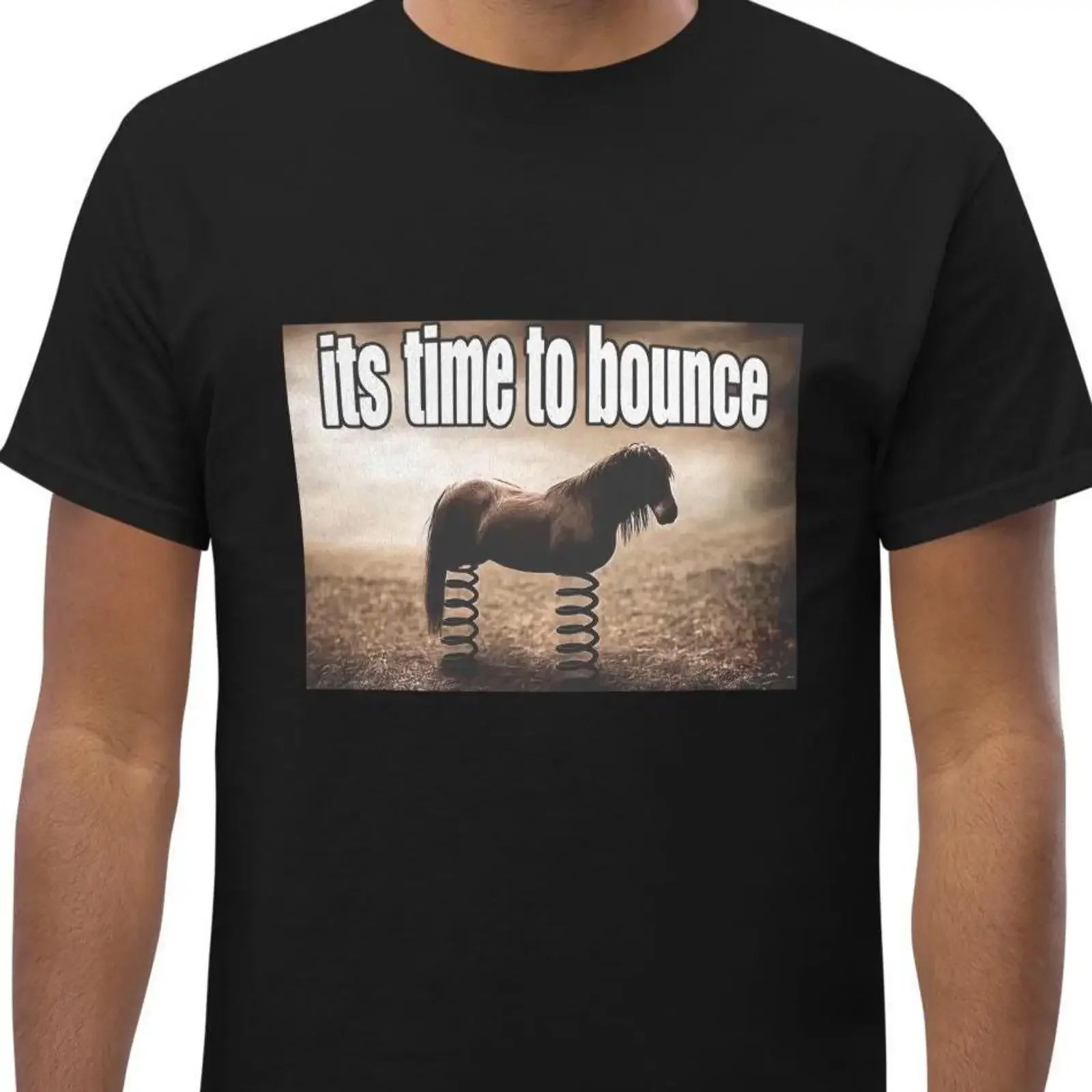 It's Time To Bounce Meme T Shirt Funny Horse Brainrot Memes Silly Outrageous Hilarious That Go Hard vintage Washed Stretched