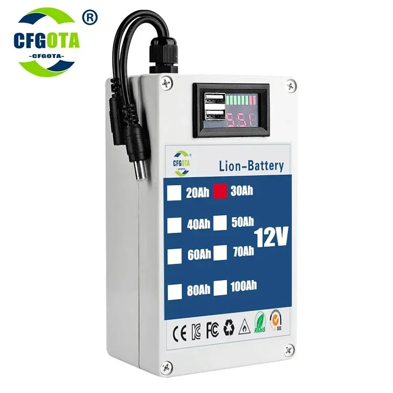 New DC 12v 40AH lithium ion rechargeable battery, high capacity ac power charger with 4 kinds of traffic development