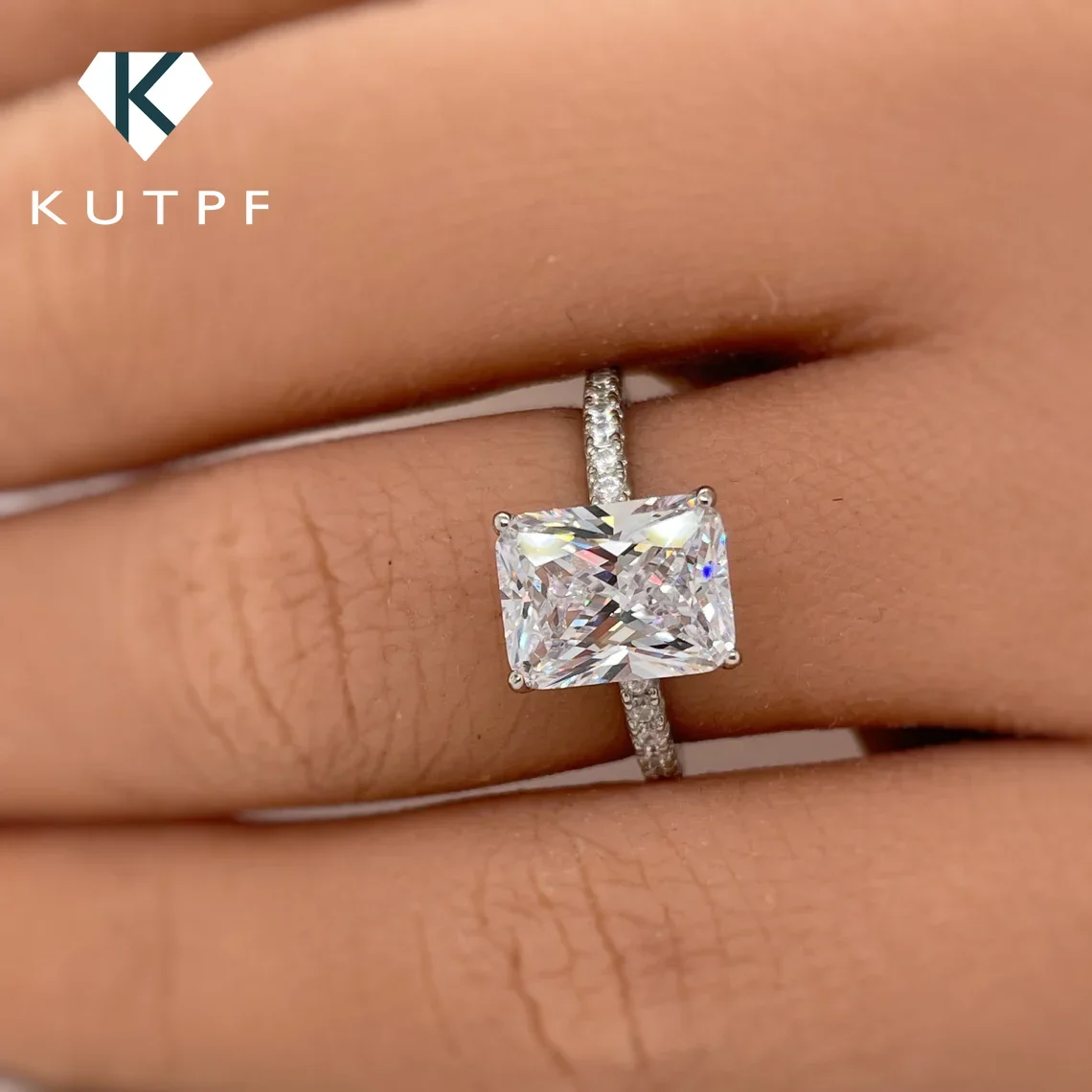 1/2/3 Carat Vintage Radiant Cut Moissanite Engagement Ring S925 Silver Rectangle Lab Diamond Promise Wedding Rings for Women