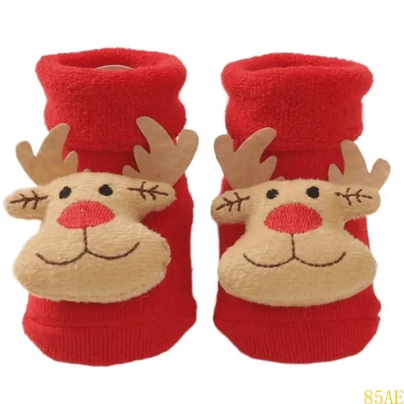 Comfortable Cotton Baby Socks Christmas Patterned Baby Socks Cotton Blend Newborn Socks Not Slip Socks for New Walkers