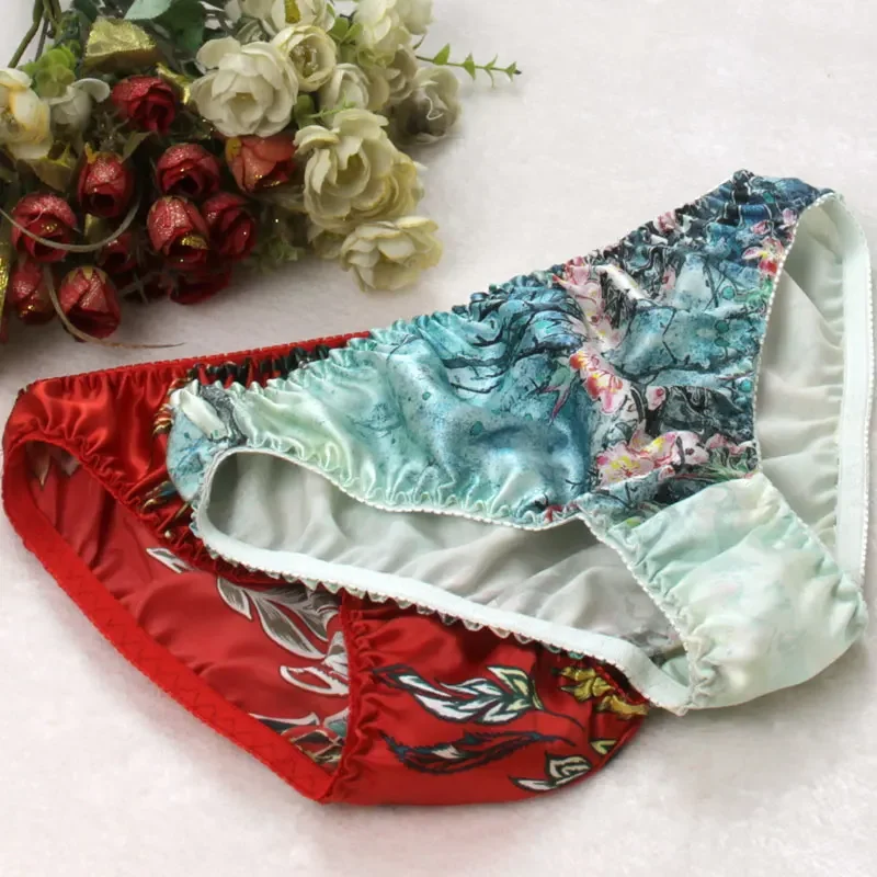 3pcs/lot breathing underwear 100% Silk panties female mulberry silk briefs xxl plus size