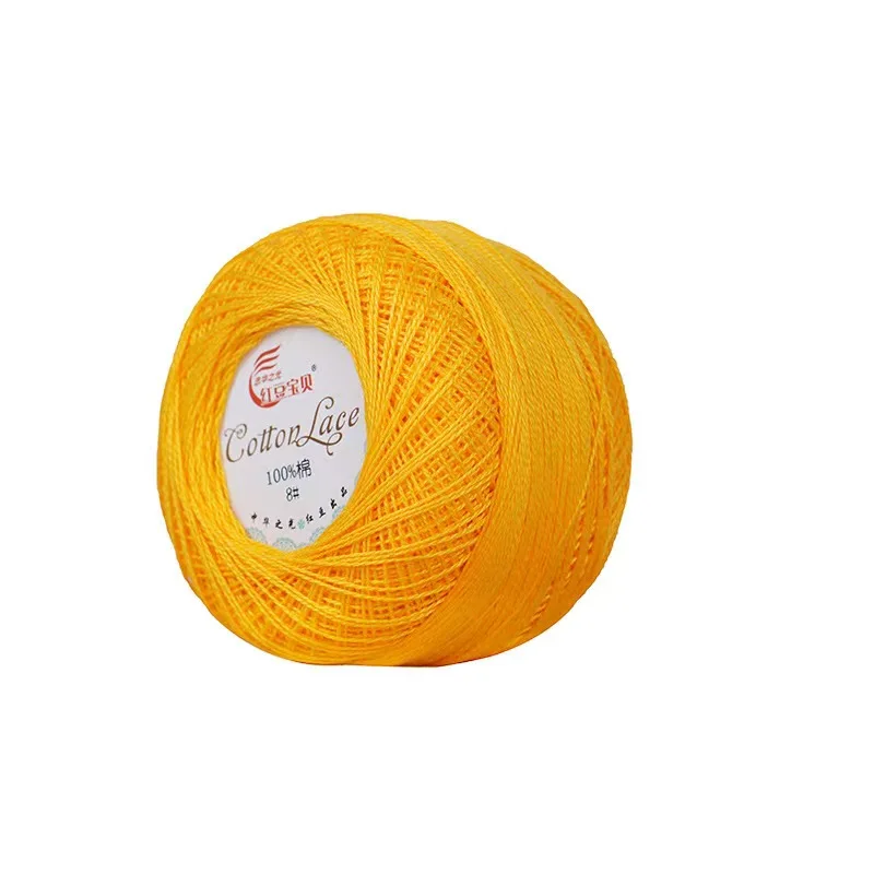 50g/ball Soft 100% Cotton 8# Lace Yarn for Hand Knitting Crochet Thin Thread for DIY Pillow Lace Supplies FZ334