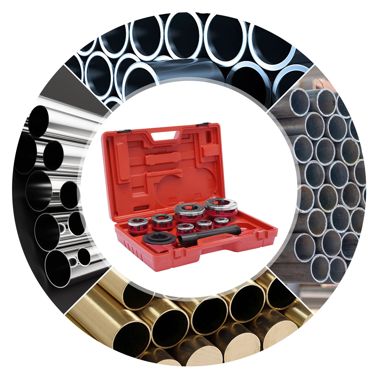 Pipe Threading Kit: Premium Carbon Steel, Chip Removal Design, 7 Die Heads for Faster, Easier Pipe Processing