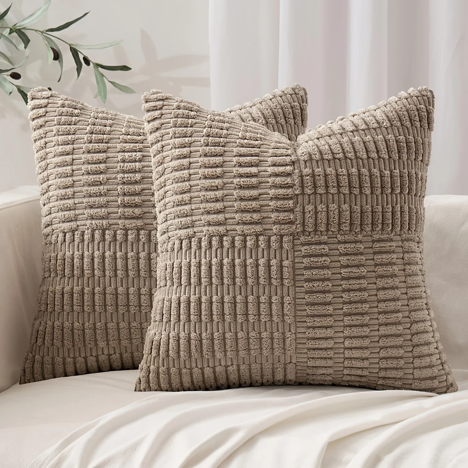 Farmhouse Splicing Corn Kernels Solid Color Home Bedside Bedroom Pillowcase Sofa Living Room Office Cushion Cover Red 45X45CM