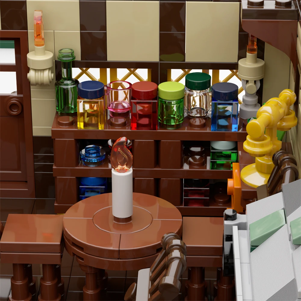 MOC Fee Film Architektur Straße Haus Bausteine Salemeds WitchesedS Modell Magie Ländlichen Hause Ziegel Kinder Spielzeug Geschenk