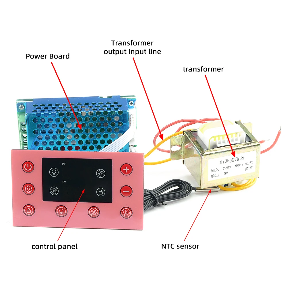 Ac220v inteligente casa de estimação controlador controle temperatura iluminação esterilização ventilação aquecimento refrigeração com bloqueio criança