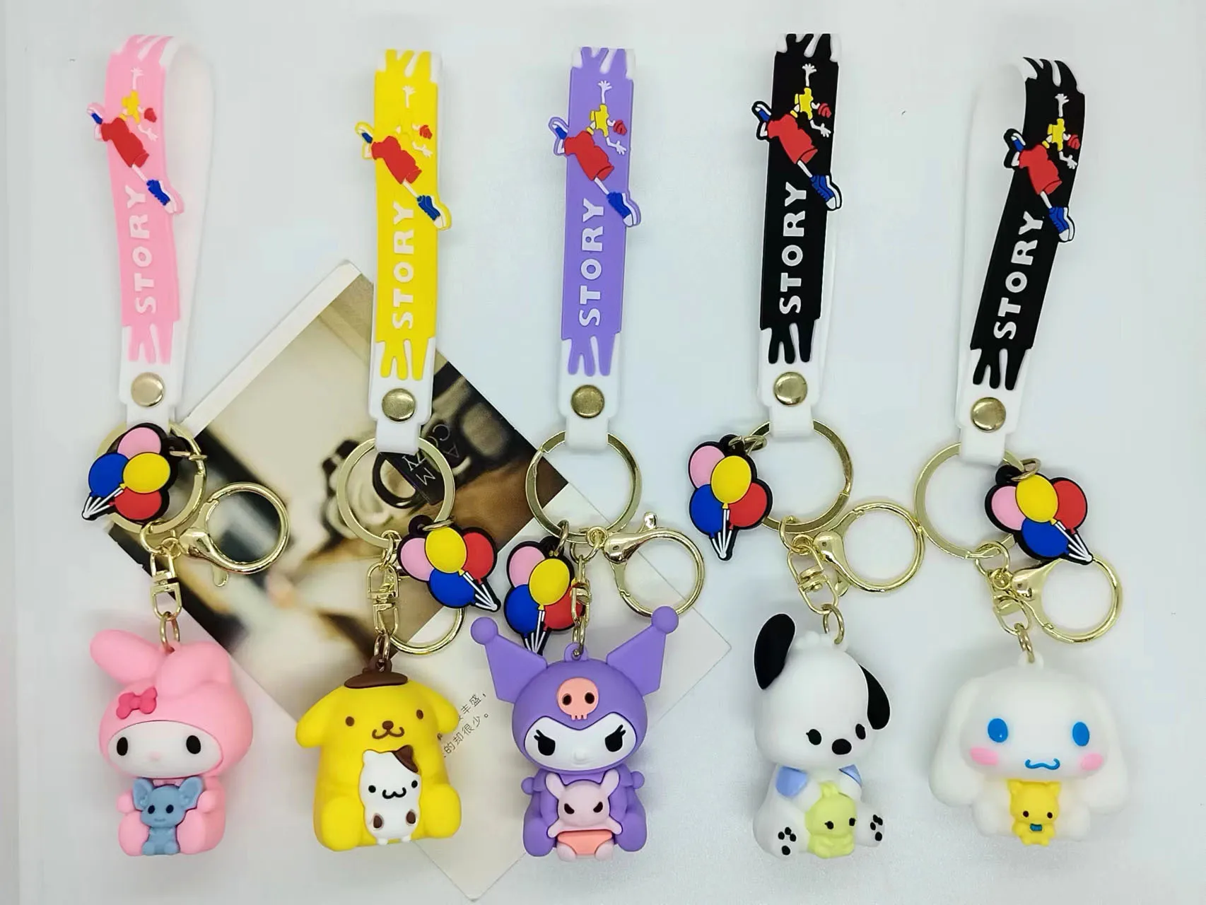 

New Creative Cartoon Cinnamoroll My Melody Pudding Dog Pochacco Kuromi Doll Keychain Bag Car Keychain Accessory Gift