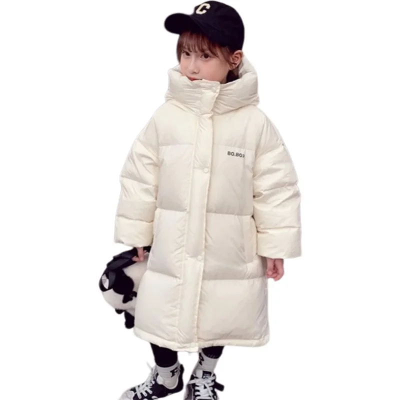 Girls Down Coat Overcoat Jacket Windbreak Outerwear 2024 Khaki Thicken Winter Warm High Quality Christmas Gift Children\'s Clothi