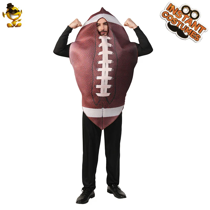 

Adult American Football Costume Brown Jumpsuit Halloween Sports Themed Party Cosplay Dress up Clothes 2026 Women Men