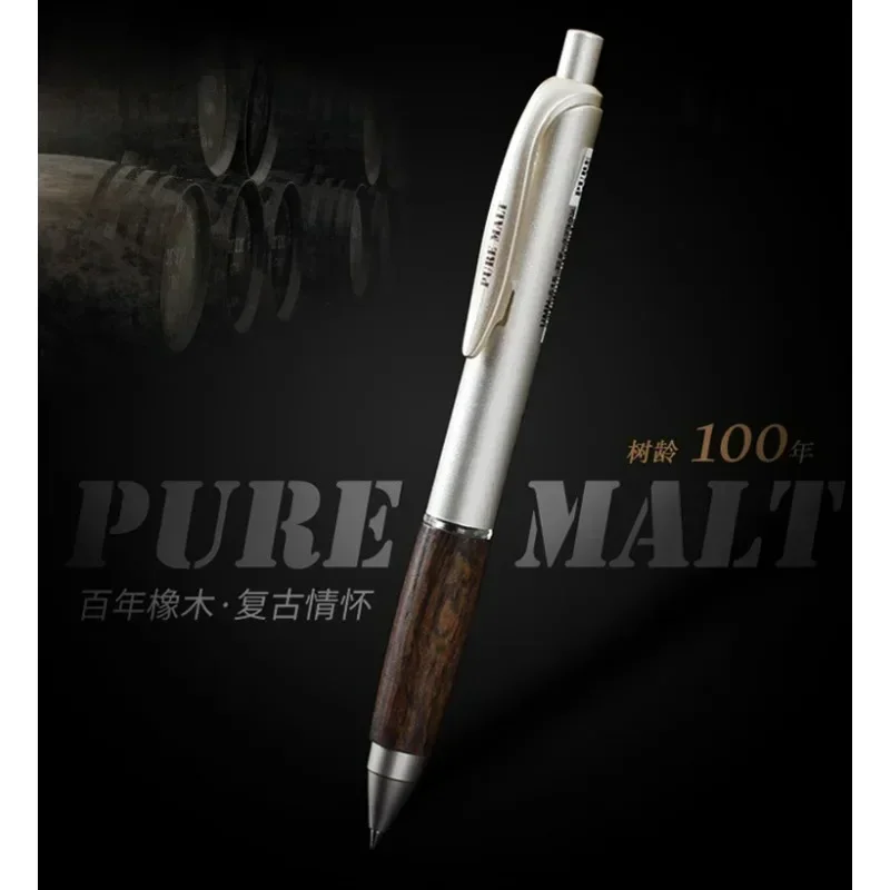 0.5MM Mitsubishi Unisex Pen UMN-515 Oak Handshake Vintage Wood Grain Press Signature Pen Student Adult Writing Practice Black