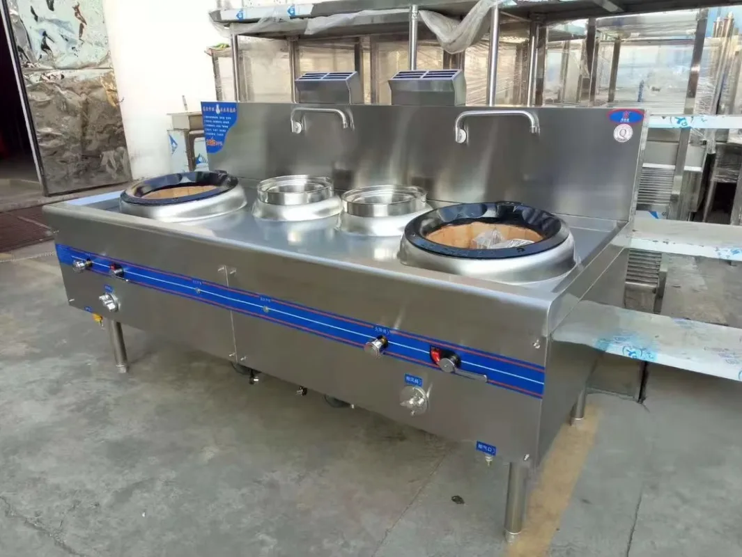 Industrial 3 Wok Gas Range Stainless Steel Triple Burner for Restaurant Chinese Double Warm Cooking Equipment Custom