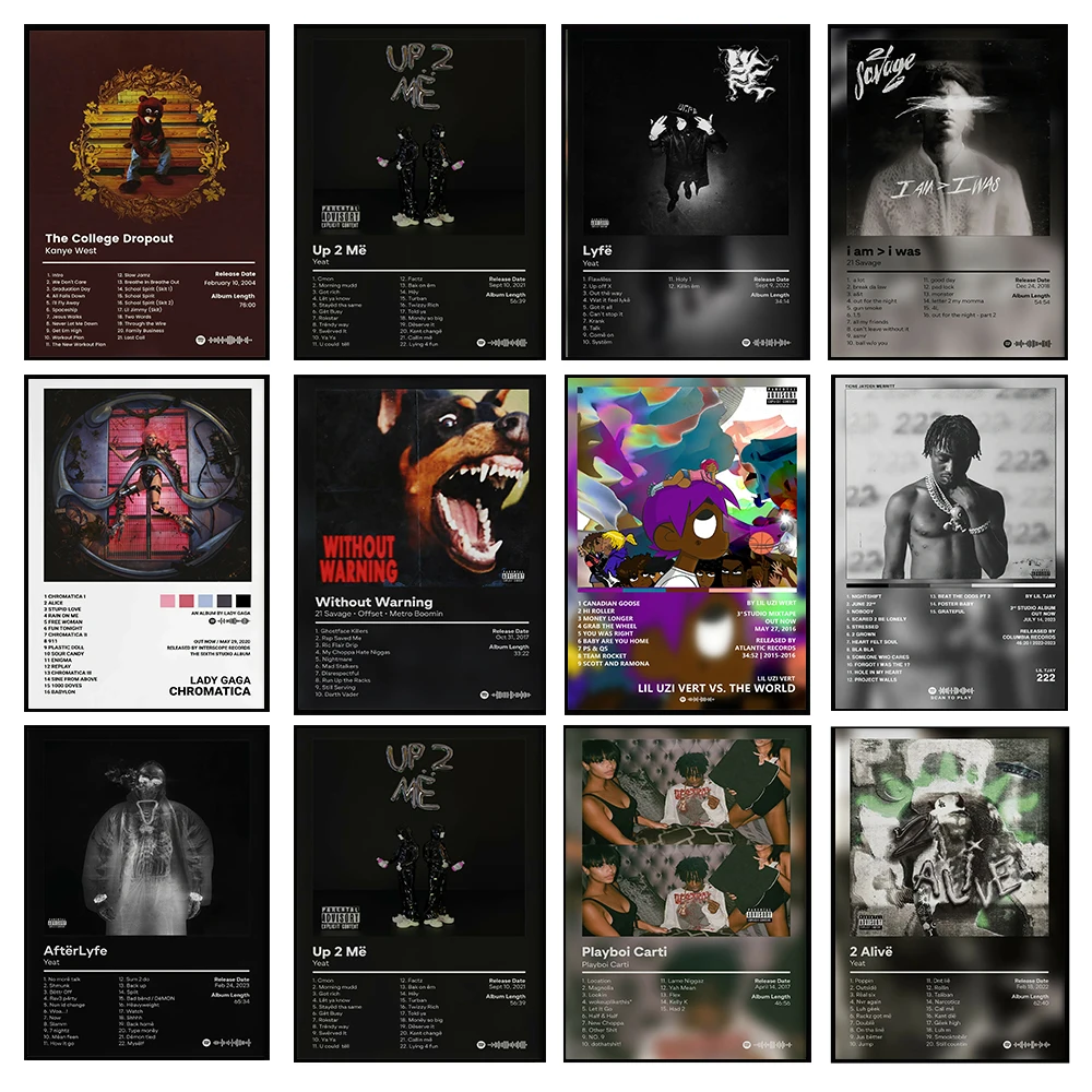 

Rap Singer Kanye West Art Poster, Pop Music Album Cover High-definition Frameless Printed Canvas Painting, Home Wall Decoration