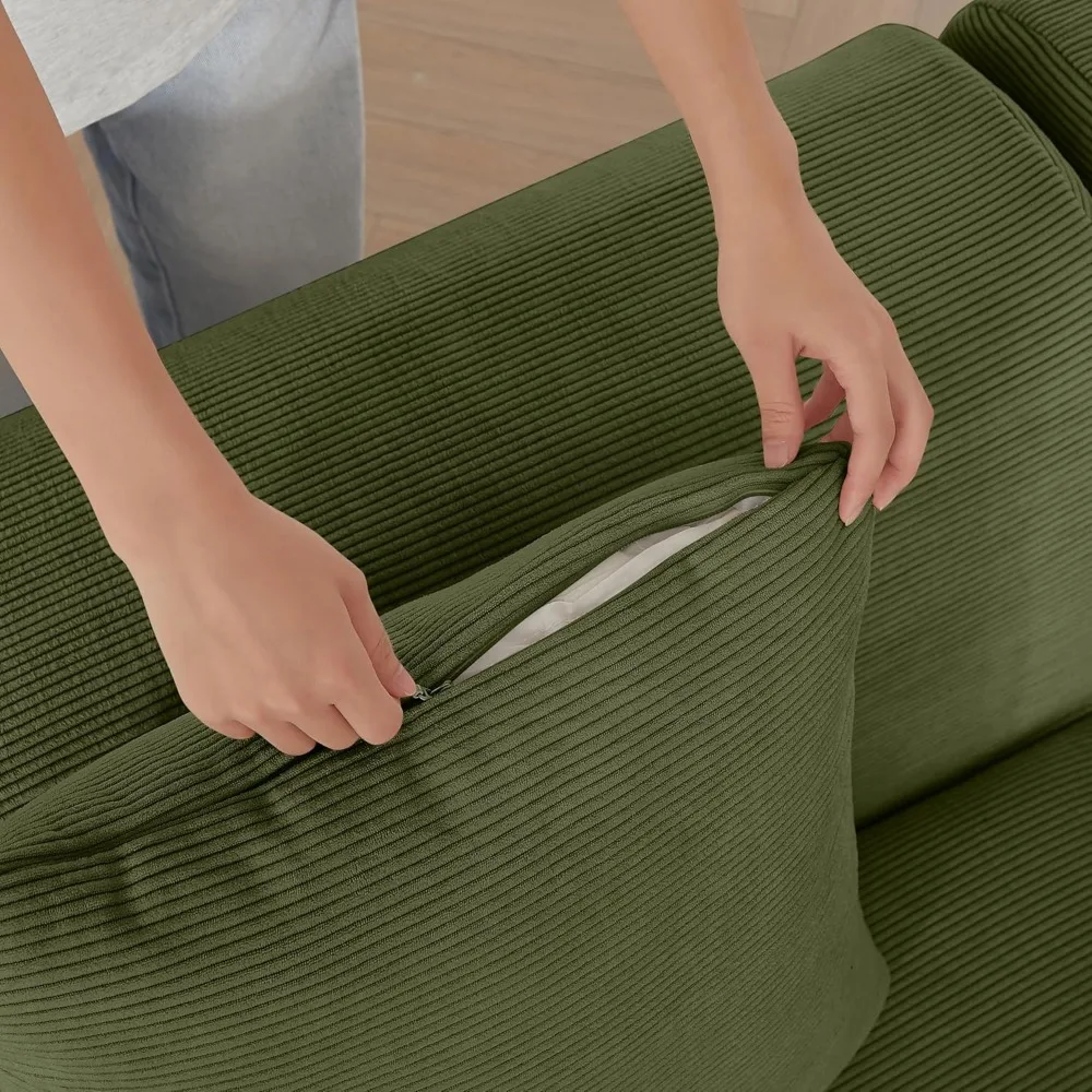 113 أريكة مقطعية حديثة على شكل حرف L، مقعد عميق منجد من سروال قصير من القطيفة، مقعد عميق للأريكة السحابية ذات 3 مقاعد كبيرة الحجم ومقعد عميق