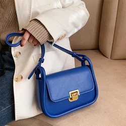 Simple Solid Pu Woman Underarm Bag Designer Leather Flap Shoulder Crossbody Bag Women Fashion Designer Handbag Lady Casual Purse