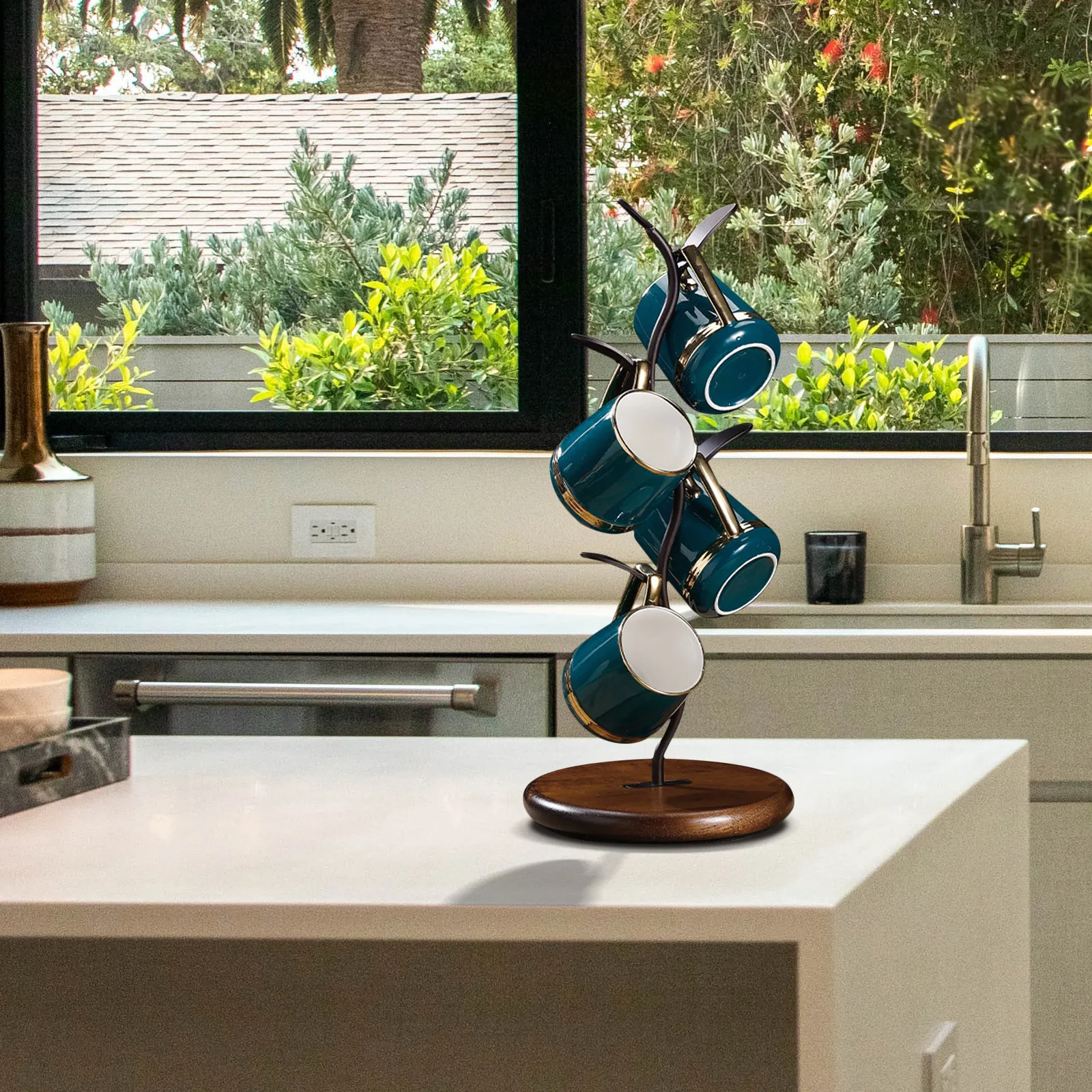 

Rustic Coffee Cup Rack Premium Coffee Mug Tree Holder Compact Water Mug Storage Stand Kitchen Bar Organizer Delicate Cup Bracket