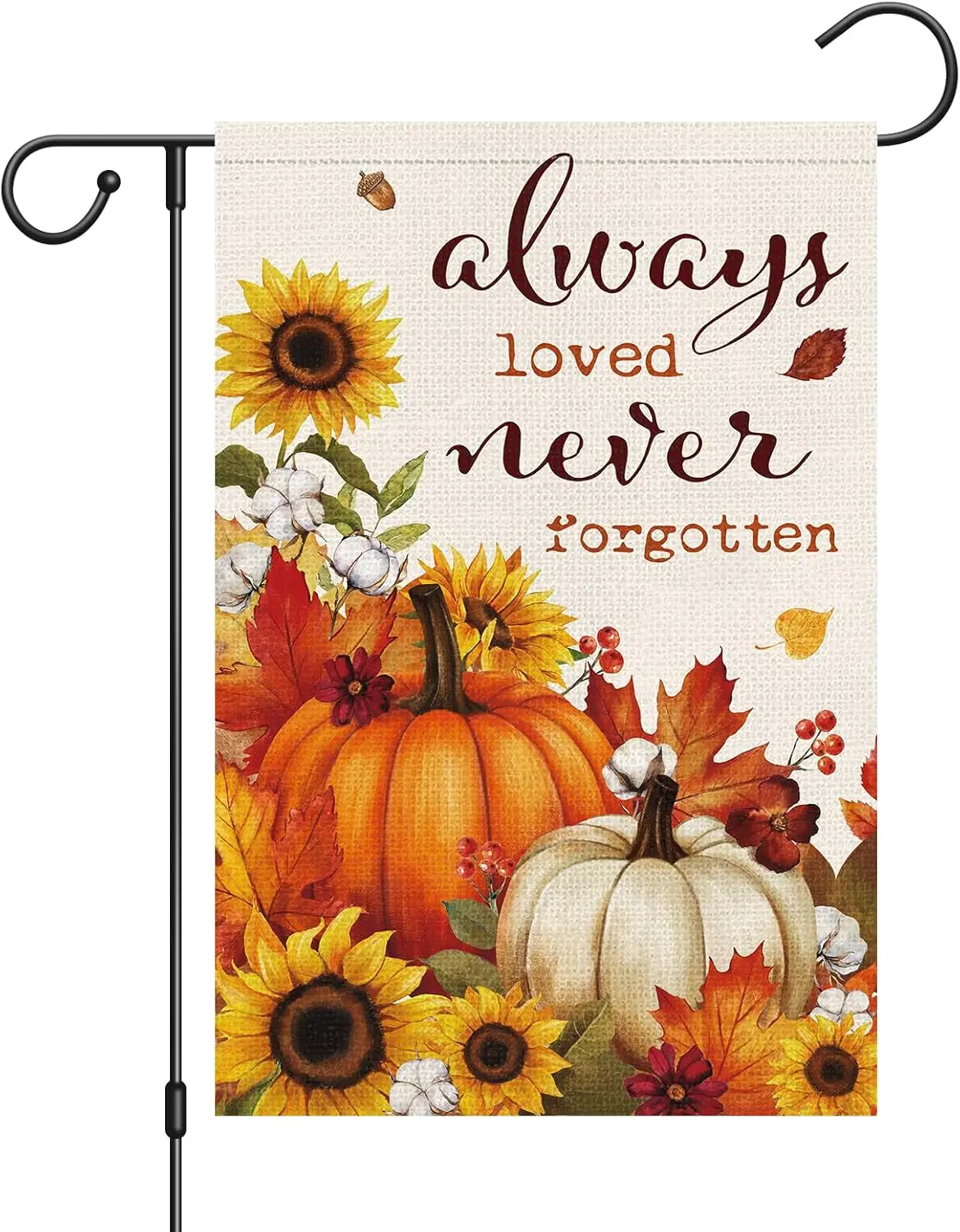 Fall Garden Flag 12x18 Inch Burlap Double Sided for Outside，Always Loved Never Forgotten Pumpkin Sunflower Small Seasonal Ya UUN