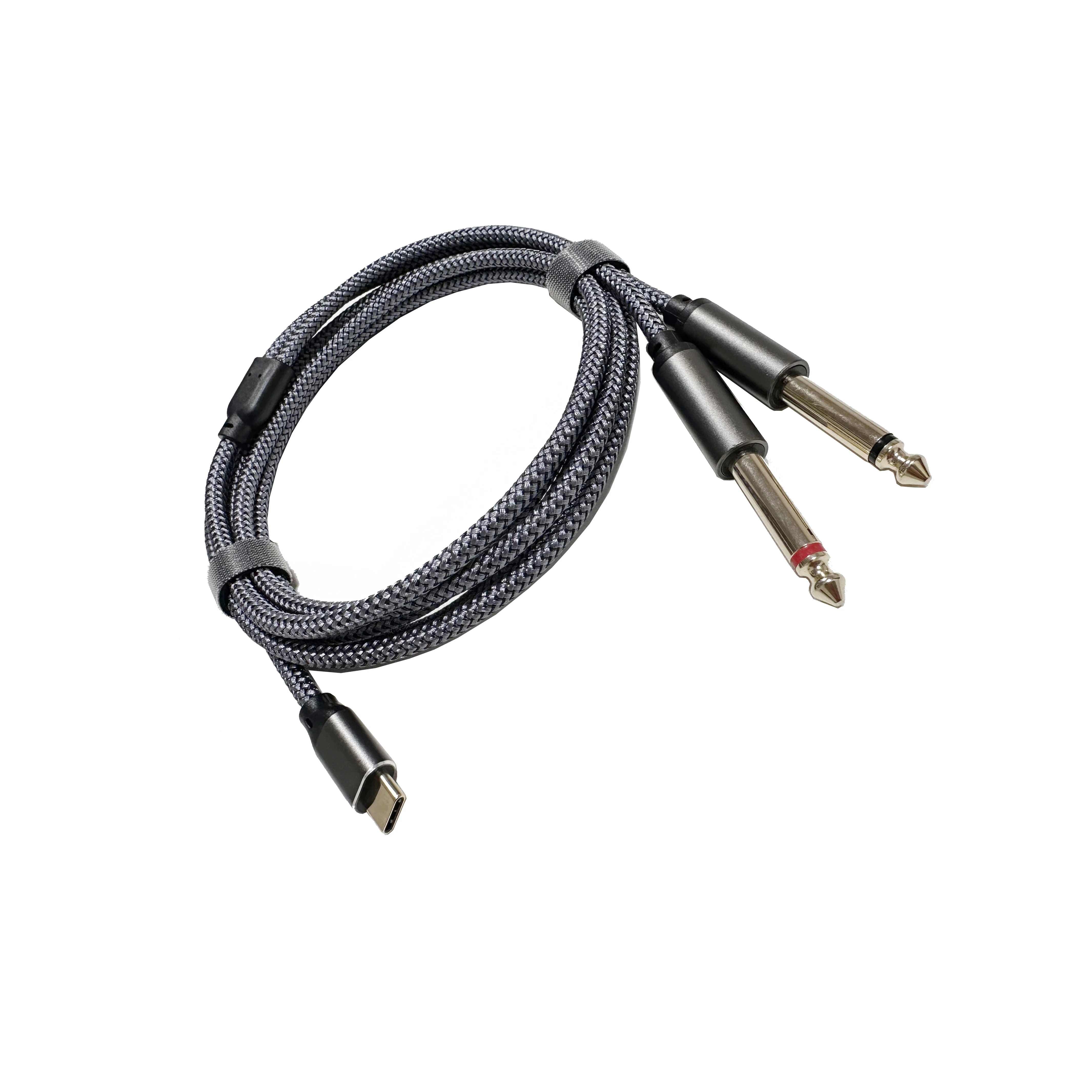 2m type c to Dual 6.35mm Audio Cable, usb C to Dual 6.35mm 1/4 inch Male TS Mono Interconnect  Aux Gold Plated Adapter cable