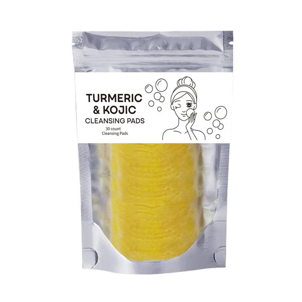 20/30/40pcs Turmeric Kojic Acid Cleansing Pads Exfoliating Pads Facial Sponges Removes Dirt Cleansing Exfoliating Cleansing Skin