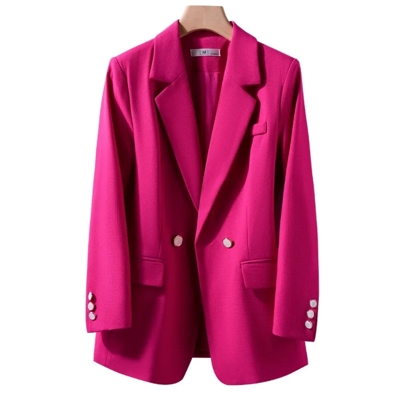 Pink Solid Color Women Suit Formal 1 Piece Blazer Female Long Sleeve Coat Office Ladies Business Work Wear Jacket Outfit