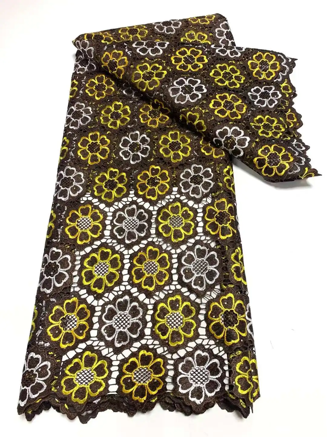 

Beautfiul African Water Soluble Fabric Line Embroidery Lace French Water Soluble Fabric For Evening Dresses Women's Dress Design