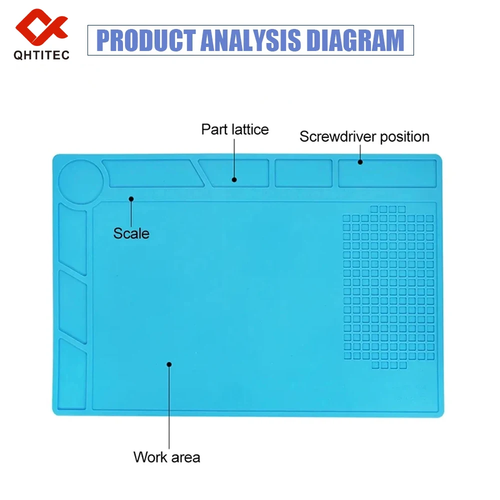 JCD S‑120B Anti‑Static Heat Resistant Silicone Soldering Mat, Insulation Work Pad for Phone Laptop Electronic Repair, USA Warehouse