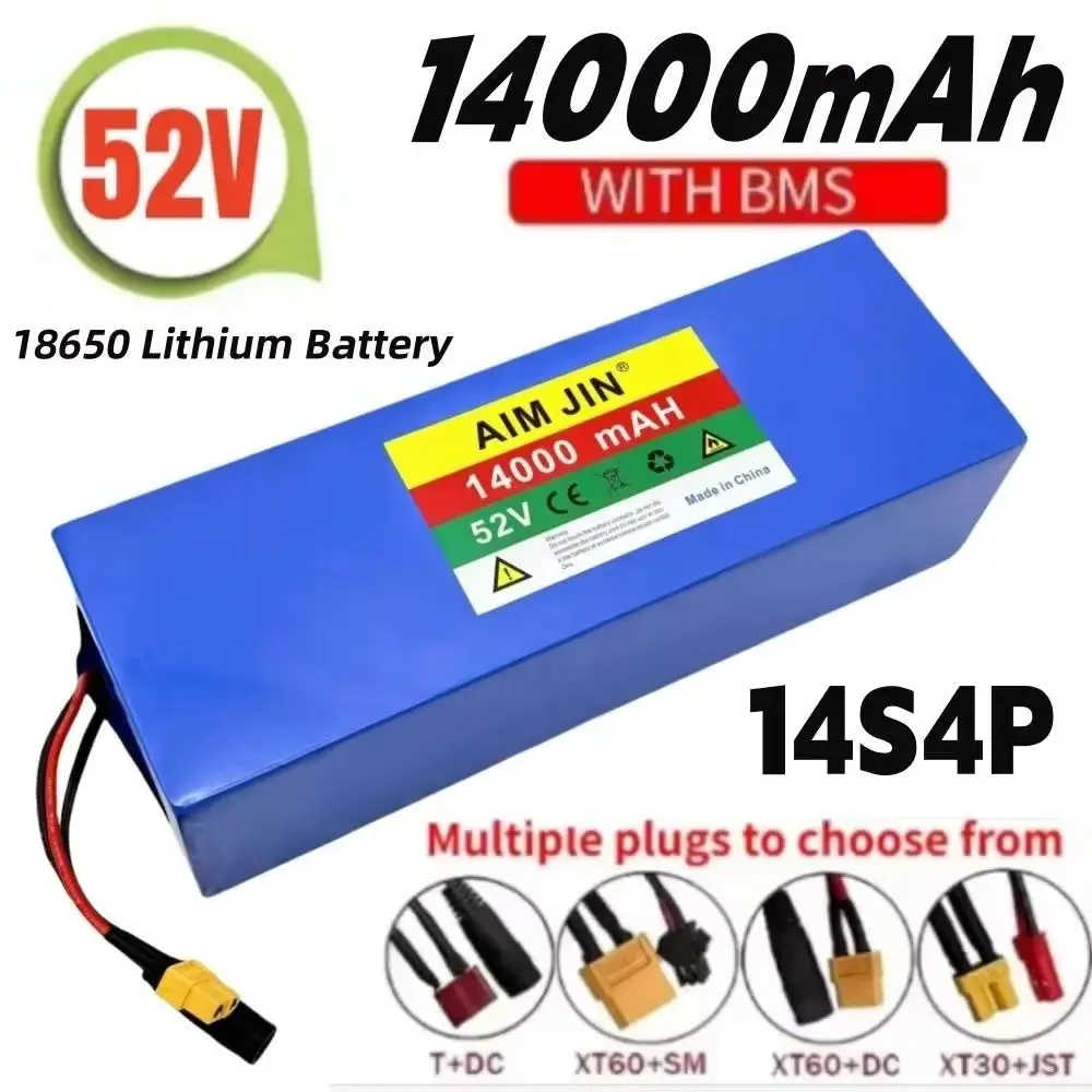 52V 14000MAH 18650 Lithium Battery 14S4P lithium battery pack 14Ah with BMS for Balance Car, Bike, Scooter, Tricycle