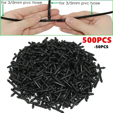 3/5 Micro Drip Pipe Connector Plastic Micro Spray Joint Garden Hose Equal Tee Micro Drip Irrigation Pipe Barbed Connector Tools
