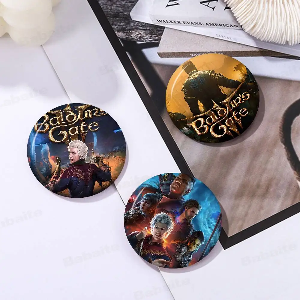Game B-Baldurs G-Gate Cartoon Brooches Anime Badge Round Handmade Brooch Lapel Pins Jewelry for Backpack Clothes Gifts