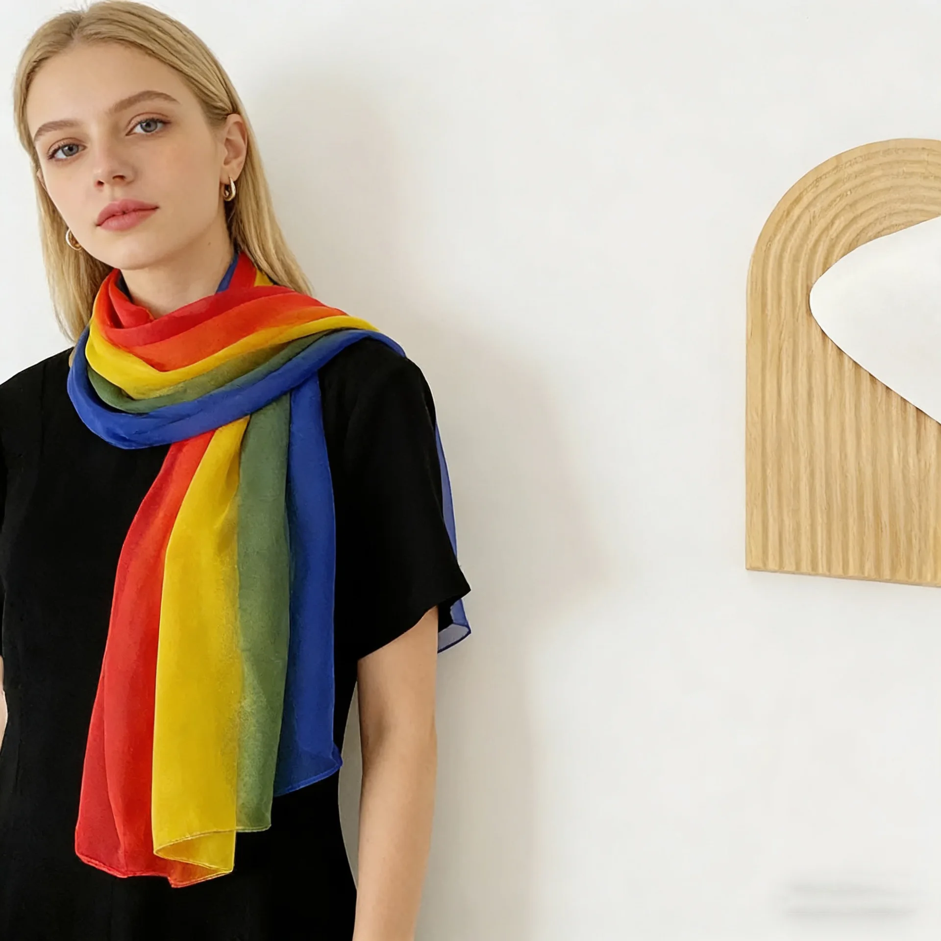 Mode Vier Jahreszeiten Frauen Einfarbig Dünne Weiche Strand Dünne Seidige Georgette Schal Schals Lange Wraps Strand Sonnencreme Hijab – Detail 9