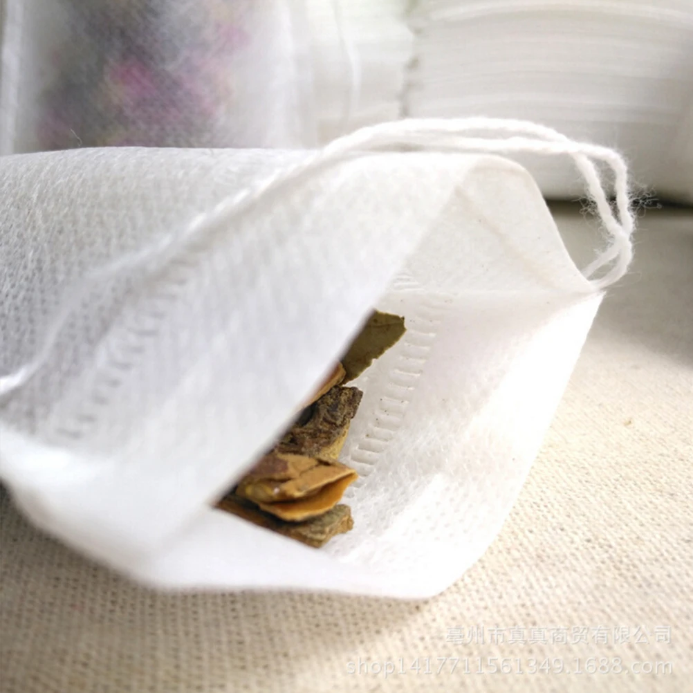 

100 pcs 55*70Mm Non-Woven Drawstring Filter Bags For Loose Leaf Tea Herb Coffee Powder Storage Empty Tea Filter Bags Kitchen Bar