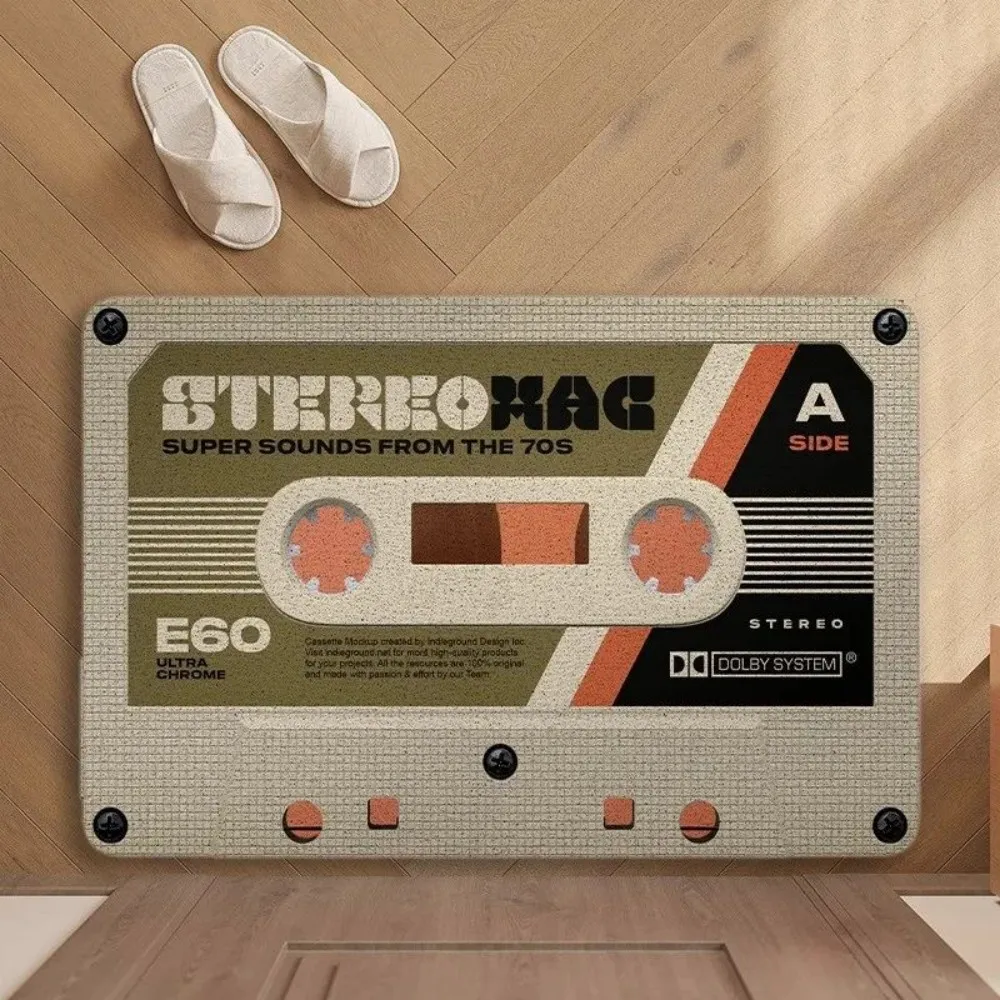 VIKAMA Retro Cassette Tape Rug Non-Slip Carpet Perfect for Kitchens & Entryways Home Decor Gift for Music Lovers bedroom