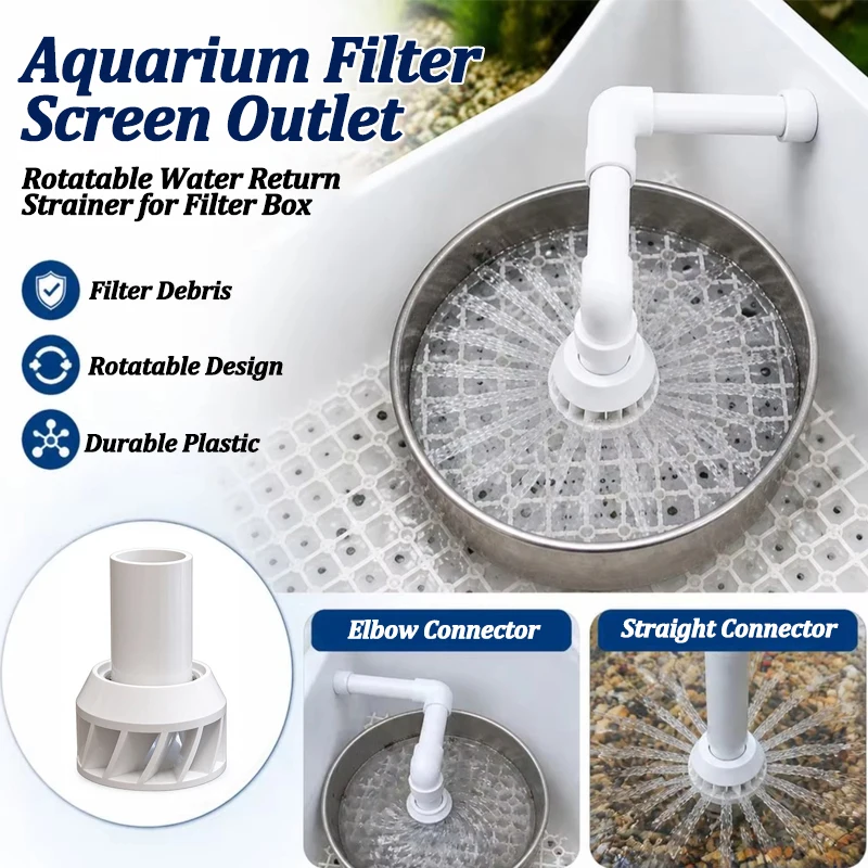20/25/32mm Aquarium Filter Screen Rotatable Slotted Spray Outlet Strainer Straight & Elbow Connector Fish Tank Water Pipe Outlet