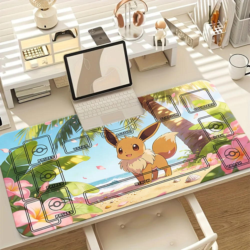 

Eevee Tropical Beach Pokemon TCG Playmat Extended Gaming Mouse Pad