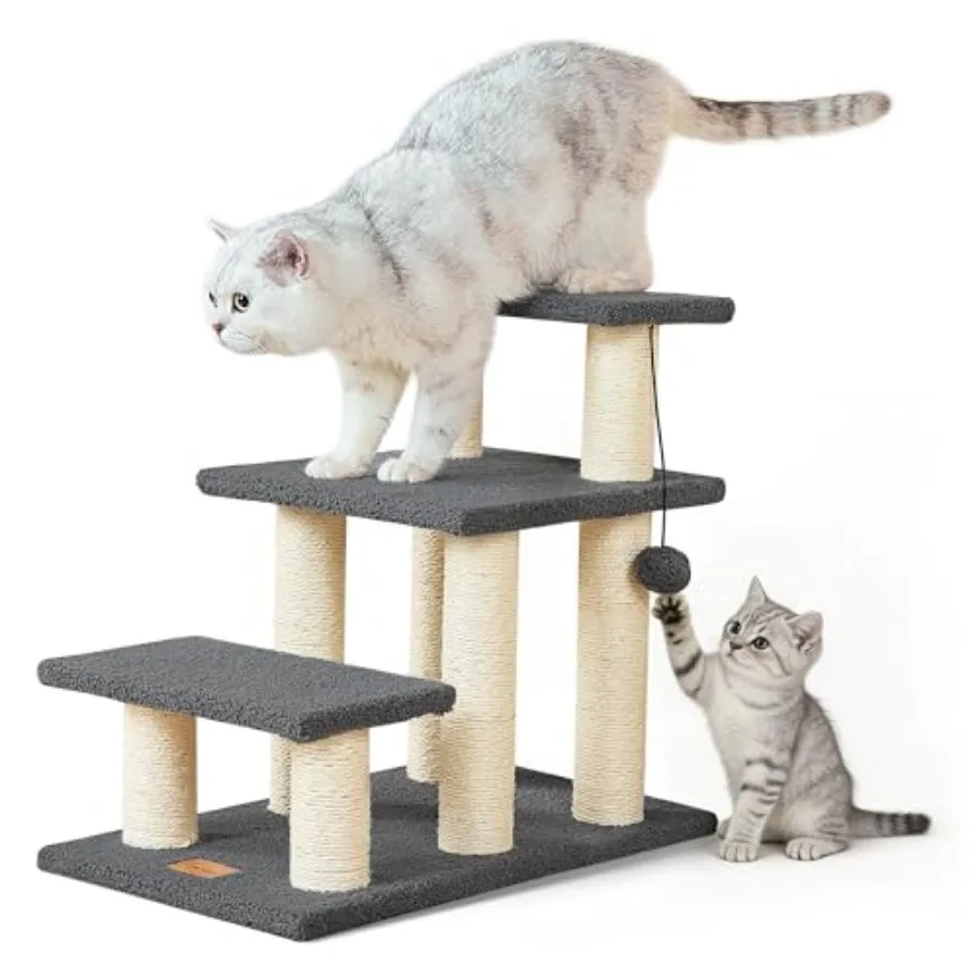 

Dog Stairs and Cat Scratching Post Pet Steps for High Beds Couch, High-Strength Boards Holds up to 150 lbs for Indoor Small Cat