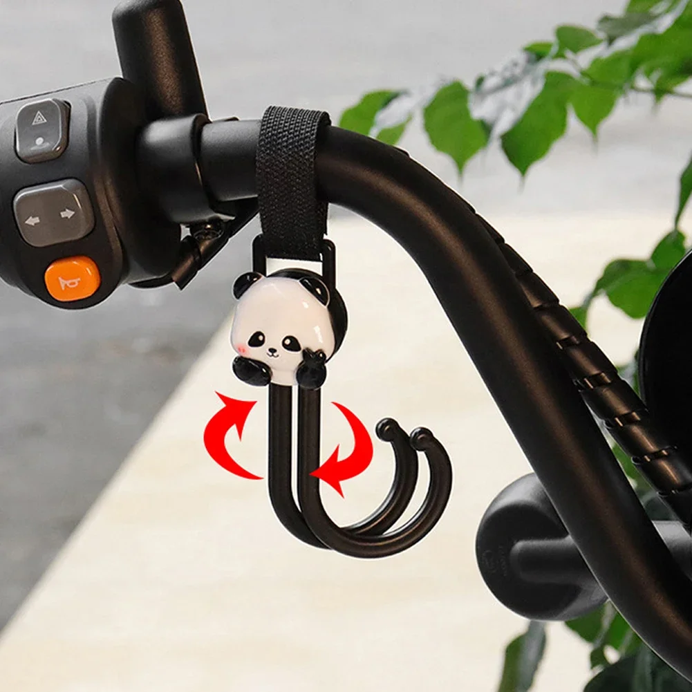 Ganchos de mano giratorios para motocicleta, colgador de bolsa de equipaje, gancho para almacenamiento de casco, ganchos de Panda encantadores para bicicleta eléctrica y vehículo