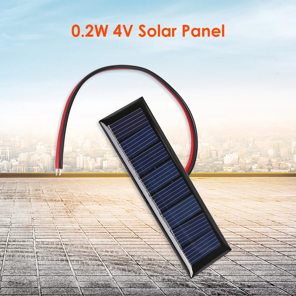 4V 0.2W Epoxy Solar Panel 8 Cells 2 Wires Outdoor Camp Mountaineer Battery Charging Cell for DIY Solar Projects 75x25mm