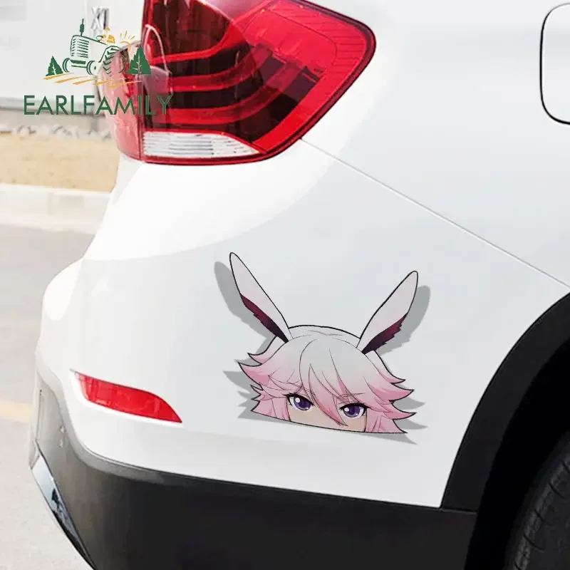 EARLFAMILY for Yae Sakura Houkai Impact 3rd Peek Anime Big Head Vinyl Transfer Car Sticker JDM Window Trunk Decals