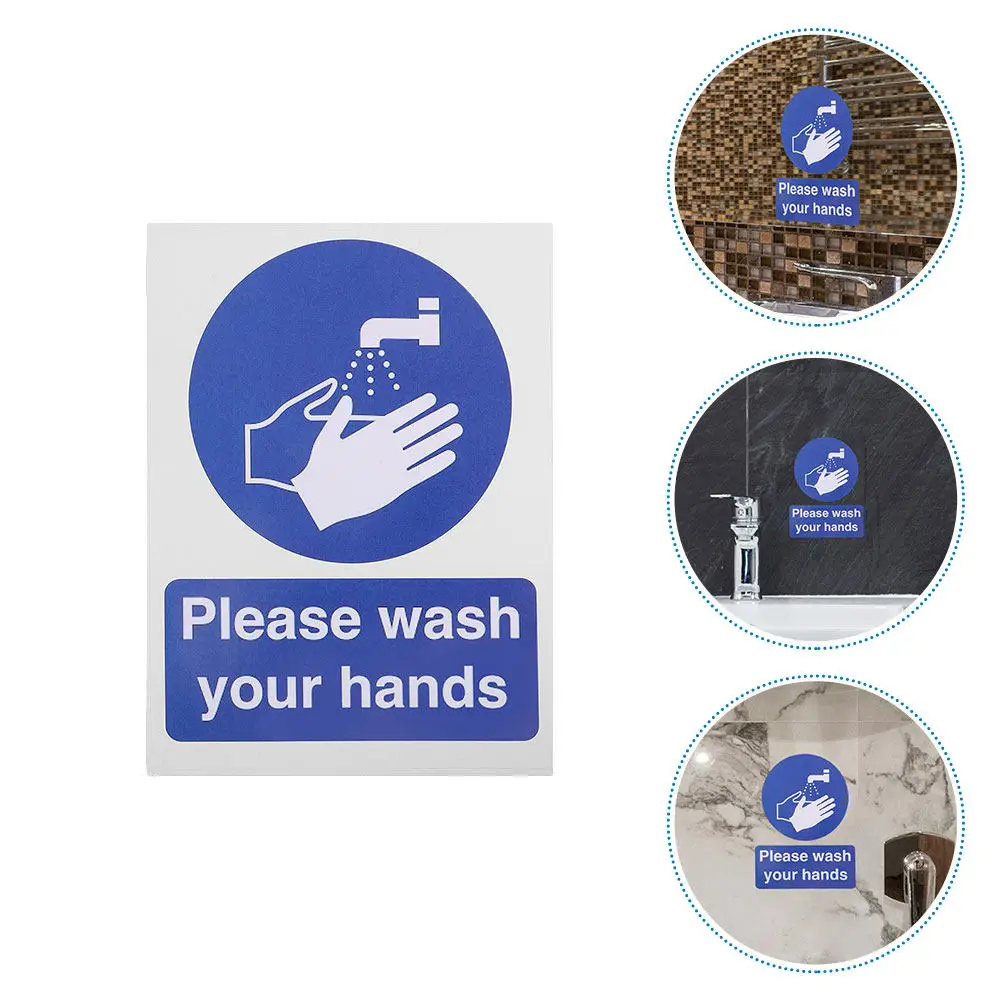 12Pcs Hand Washing Stickers for Bathroom Decor Wash Your Hands Wall Art Small Signs for Business Toilet Wallpaper Decals Wear