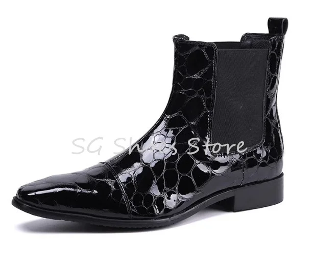 

Male Office Formal Ankle Boots High Quality Genuine Leather Chelsea Boots for Men Party Wedding Dress Boots Big Size 38-47