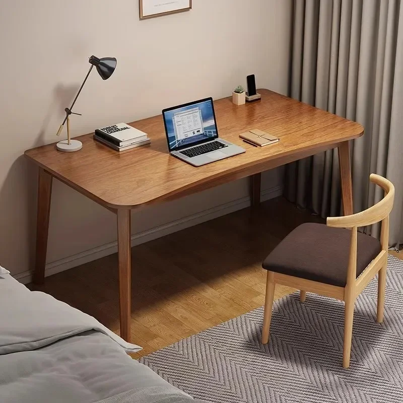 Solid wood core desk Small apartment computer desk Bedroom household writing table Curved worktable Primary