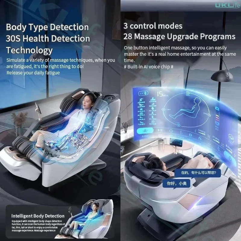 Poltrona da massaggio di lusso con riscaldamento lombare 4D Airbag per tutto il corpo SL Track Divano da massaggio Sedia da ufficio per casa a gravità zero 3D