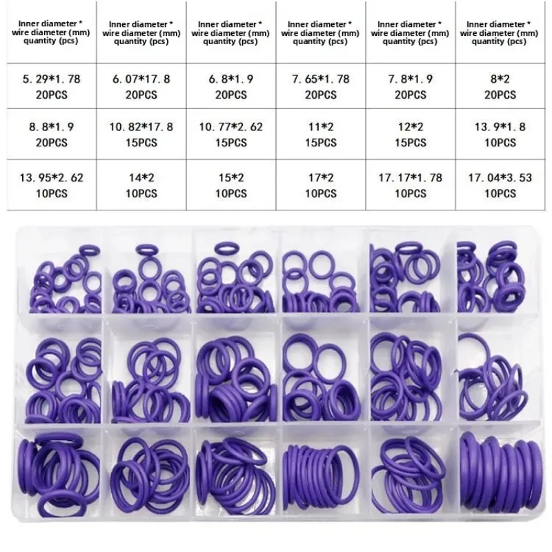18 Sizes 270/225Pcs Universal Air Conditioning HNBR O-rings Car Auto Repair Tools Rubber Air Conditioning Refrigerant Ring Set
