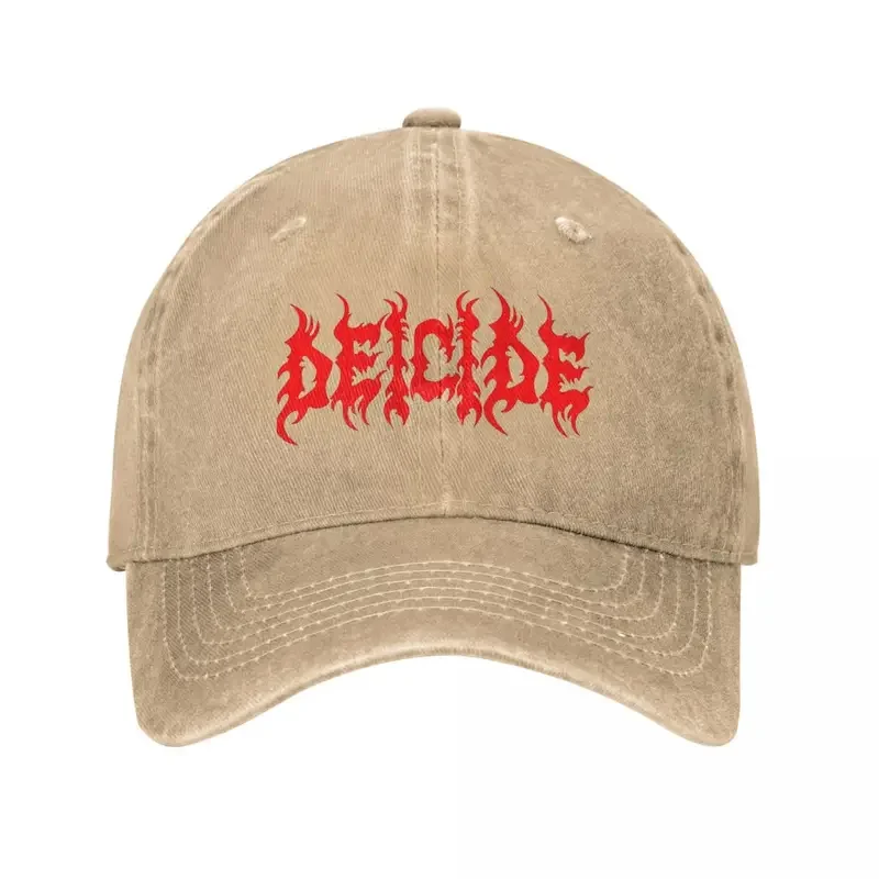 Deicide Red Logo Obituary Washed Baseball Cap Death Metal Mesh Casual Trucker Hat Summer Female Male Running Sun Snapback Cap