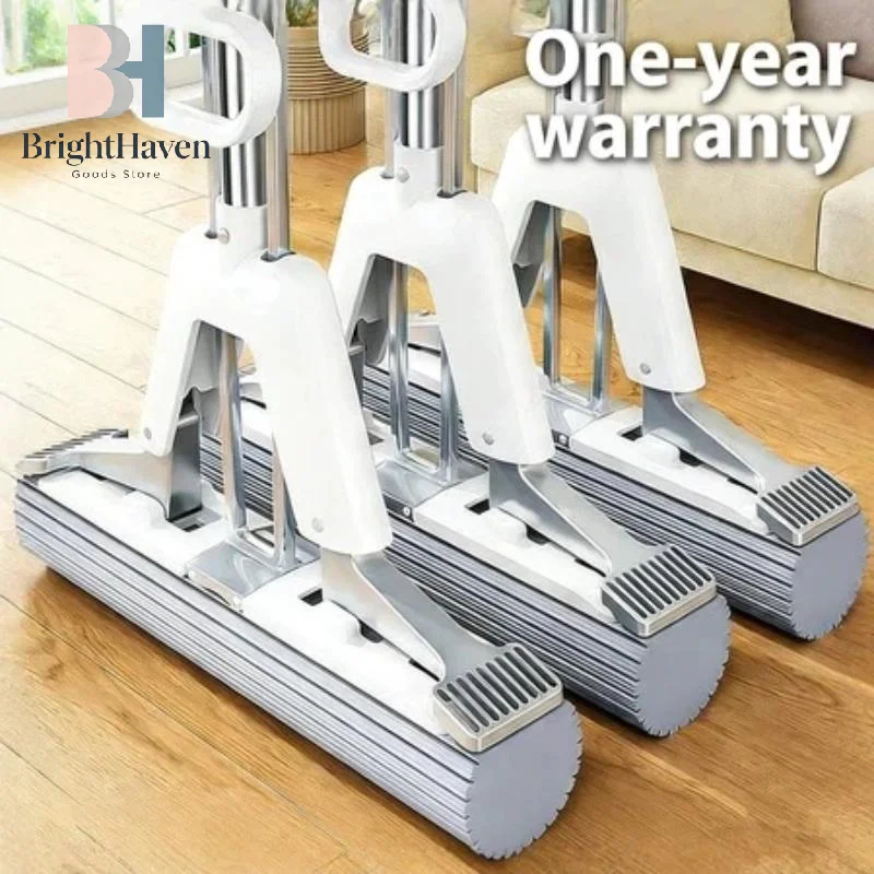 Floor Mop With Squeeze Lazy Sponge Floor Cleaning Hand Wash-Free Absorption Mop For Floor Portable Foldable Mop pp B.H