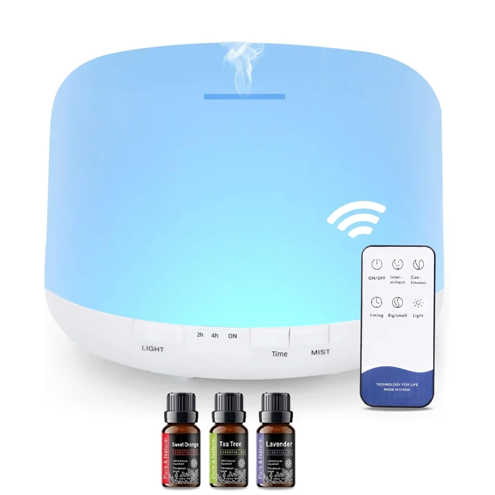 เครื่องกระจายน้ำมันหอมระเหยขนาด 300 มล. และเครื่องเพิ่มความชื้นในอากาศพร้อมรีโมทคอนโทรล, เครื่องอโรมาเธอราพีอัลตราโซนิกปลอดสาร BPA, เครื่องกระจายกลิ่นหอมสำหรับ