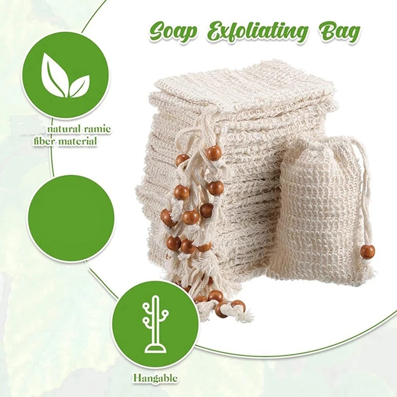 240 Pack Soap Exfoliating Bags,Soap Saver Made Sisal Mesh Soap Bag Bar Soap Bag With Drawstring For Bath & Shower Use